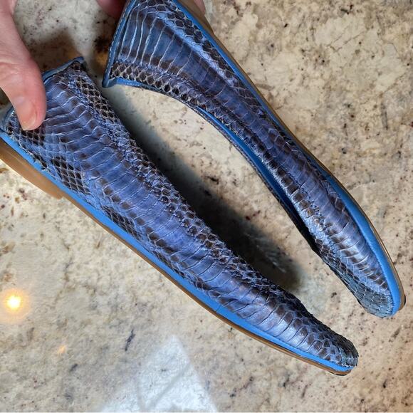 TORY BURCH Eddie Watersnake Light Blue Snake Ballet Flats Size sz 5.5 M - Picture 6 of 13
